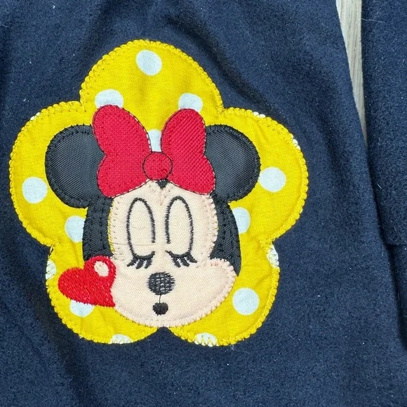 Girls Navy Minnie Mouse Applique Bow Back Coat Jacket, Size 4 - Picture 4 of 5
